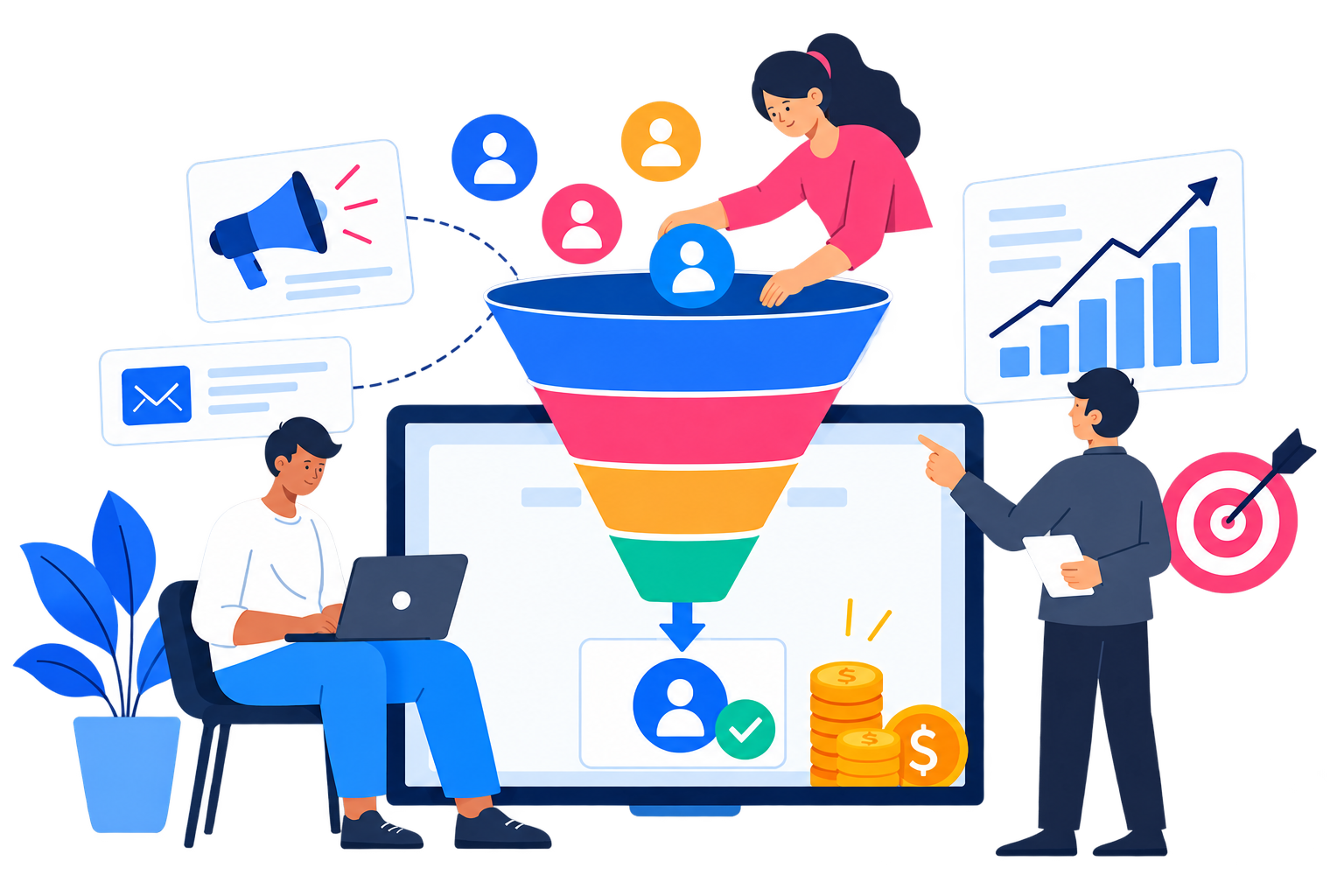 Marketing Funnel Conversion Illustration